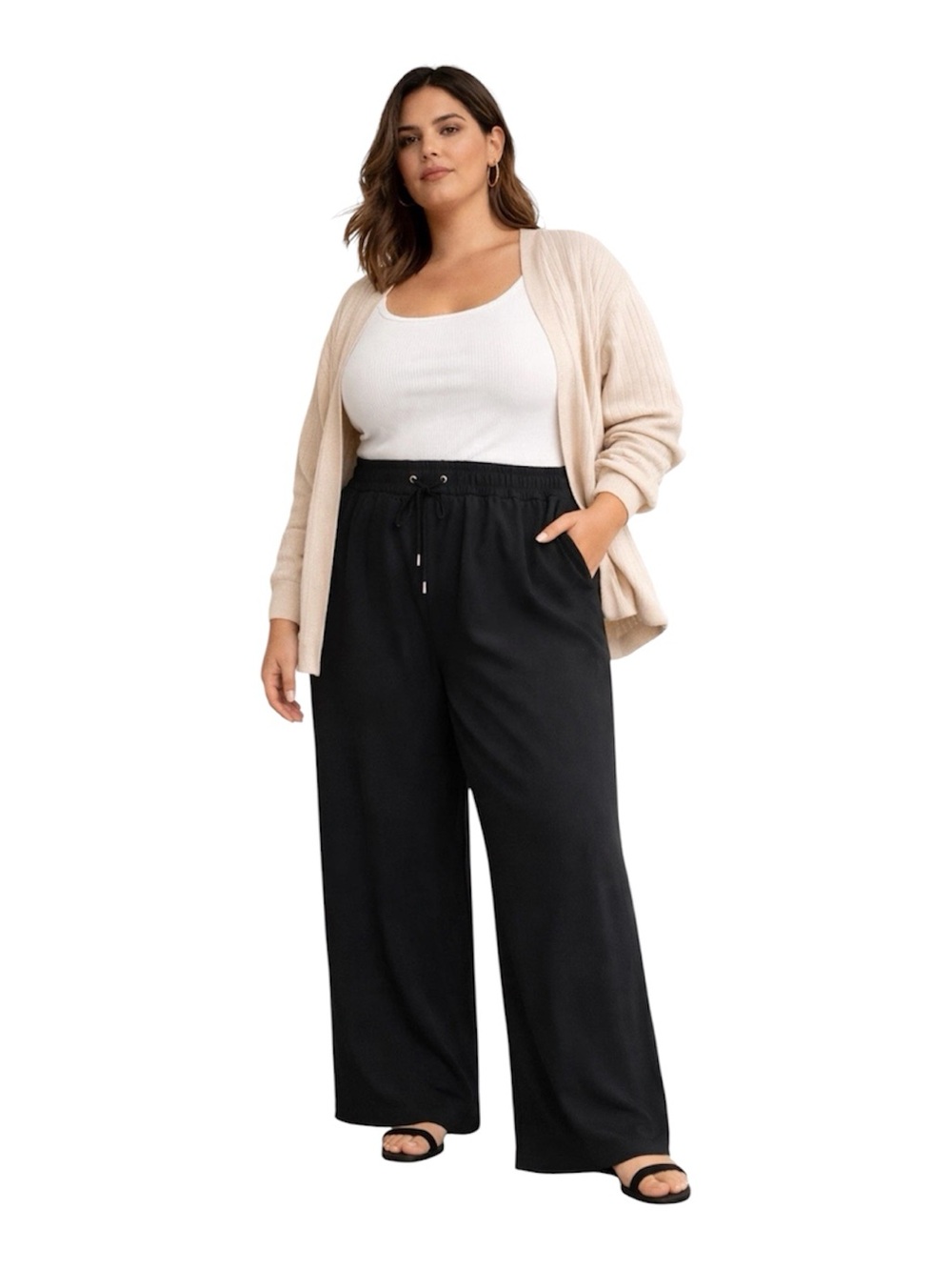 Ava & Viv Black Wide-Leg Drawstring Pants Size 2X NWT